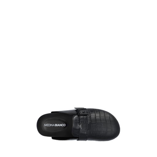Bianco Sand Mule Sko, Black Croco, 36