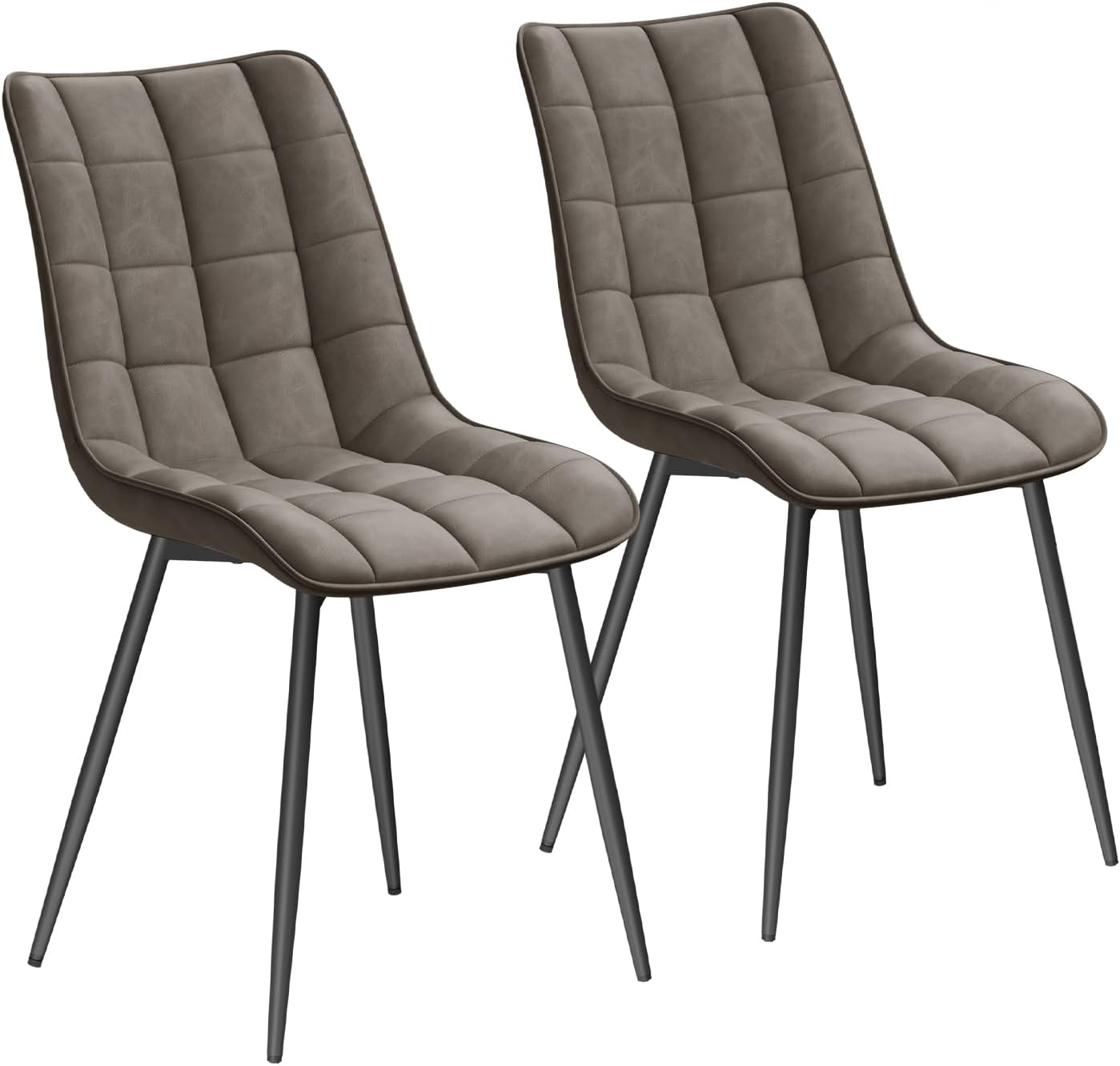 WOLTU Esszimmerstühle 2er Set, für Wohnzimmer Küche Esszimmer, Küchenstühle gepolstert mit Rückenlehne, Sitzfläche aus Kunstleder, mit Metallbeinen, bis 150 kg belastbar, Dunkelgrau