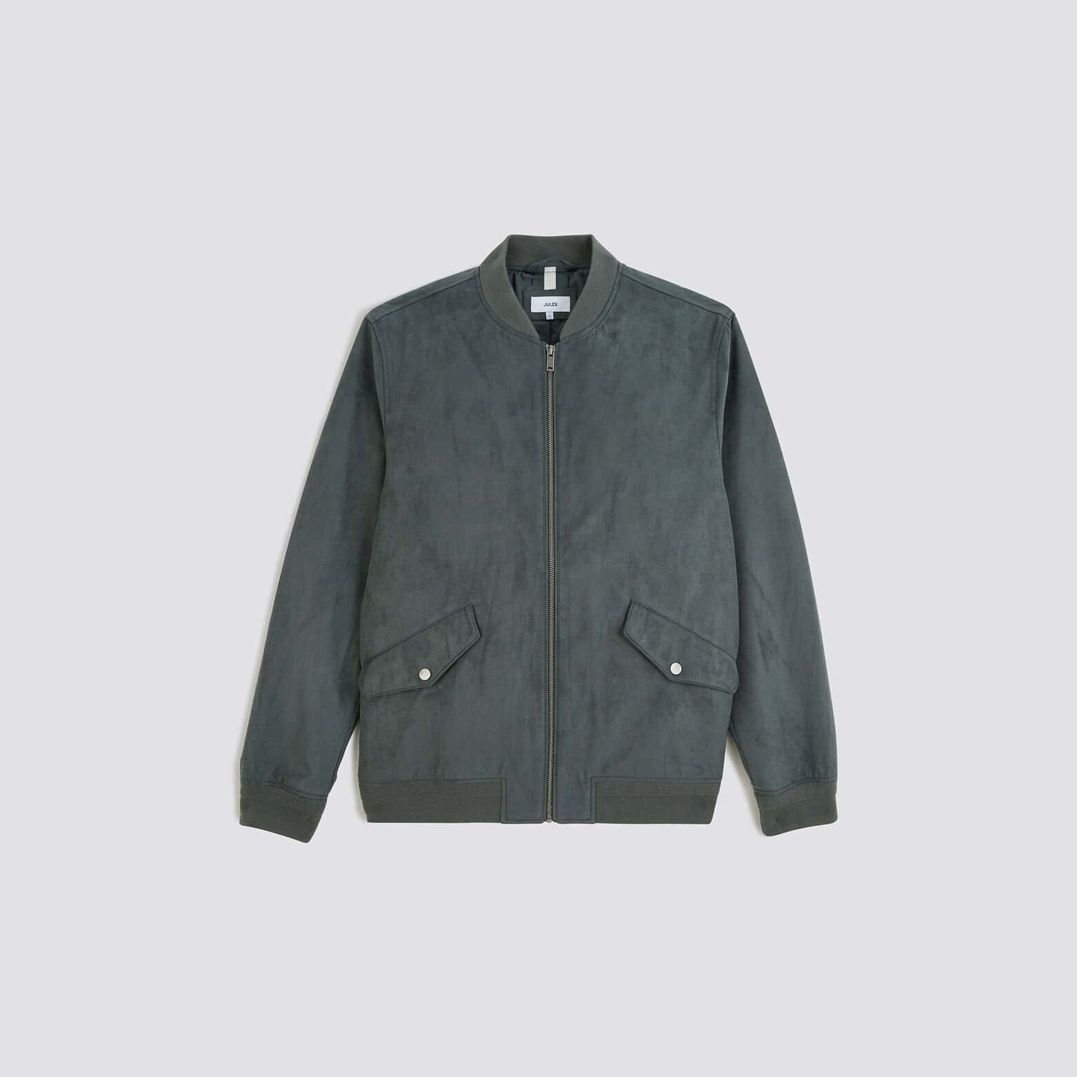 Blouson zippé aspect velours Gris foncé