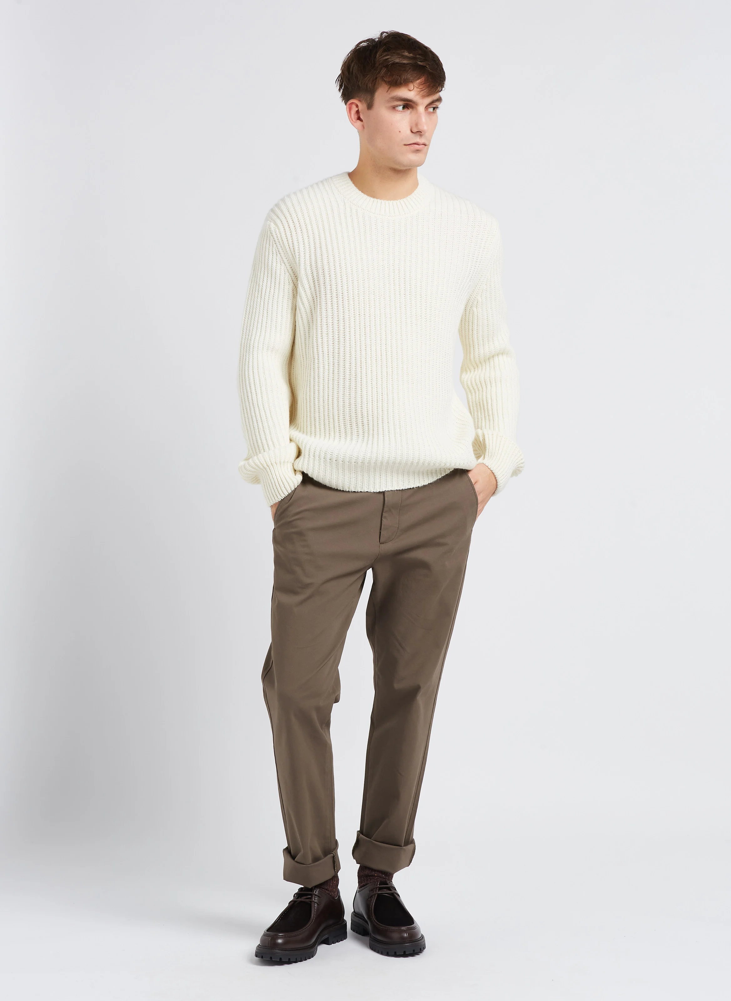 Pantalon chino en coton stretch | Kaki