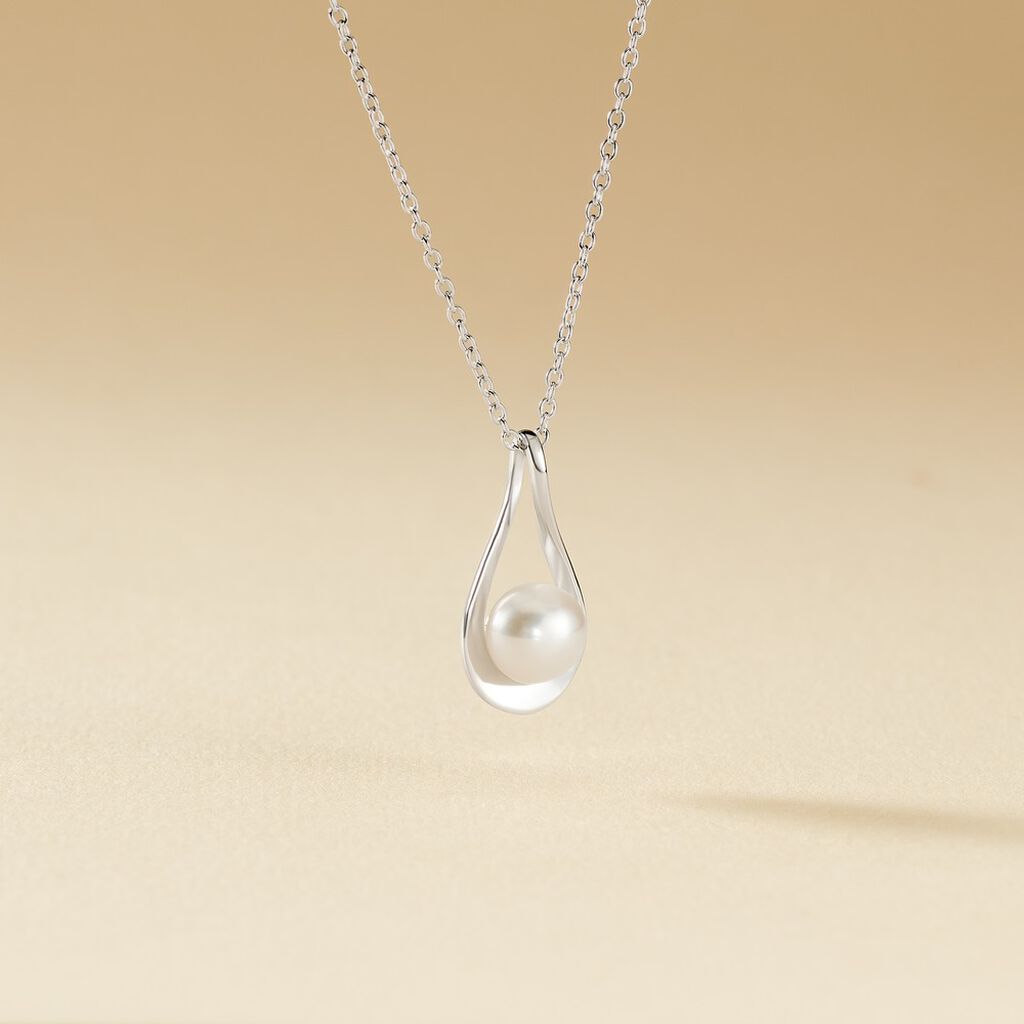 Collier Loren Argent Blanc Perle De Culture
