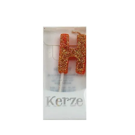 Trötsch Buchstabenkerze H, orange glitzer, 3x2x1cm
