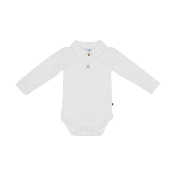 Klein Baby Polo Romper Rib - Maat 50 - Natural White
