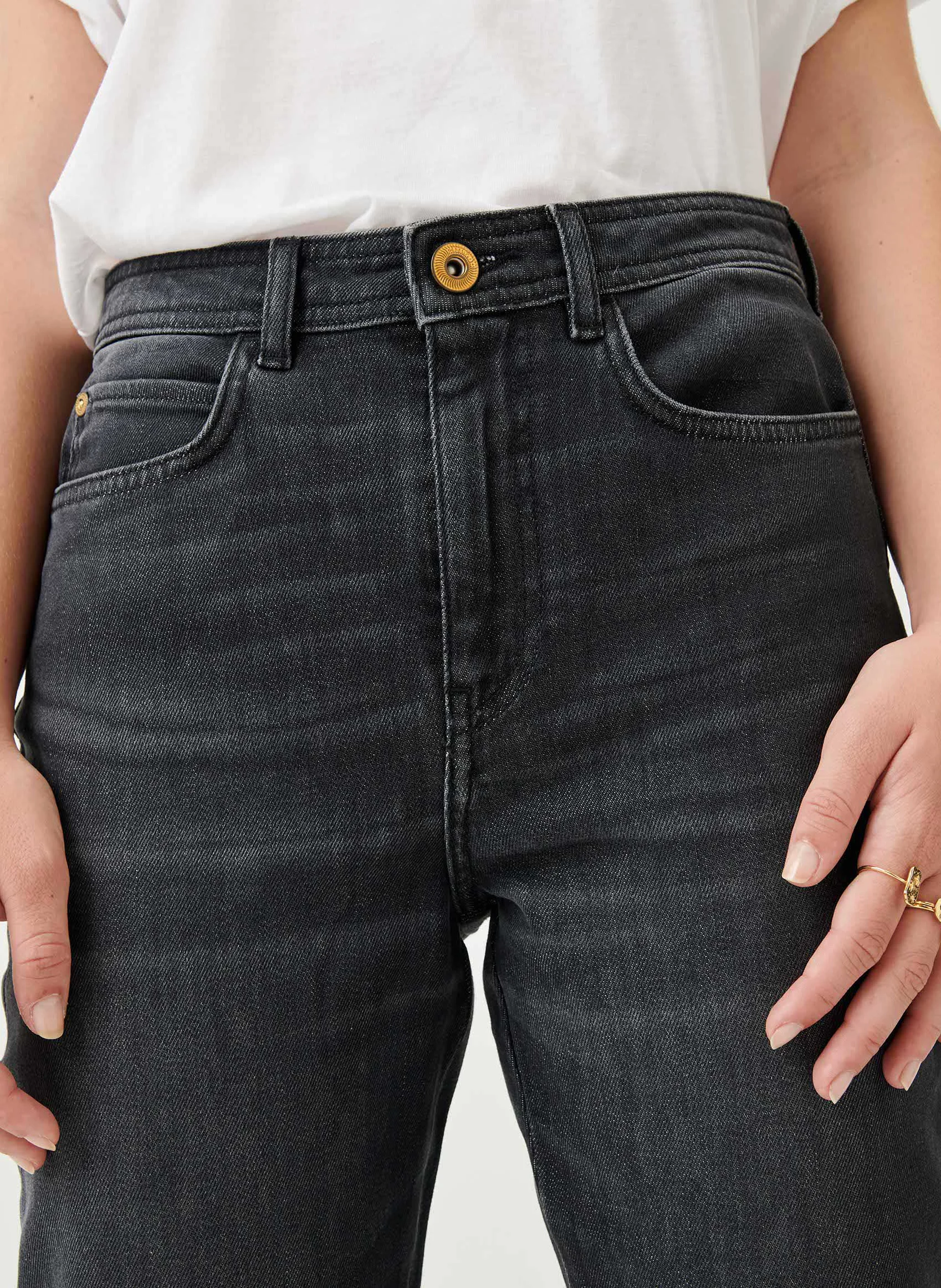 MOMON O - Jean droit taille haute | Noir
