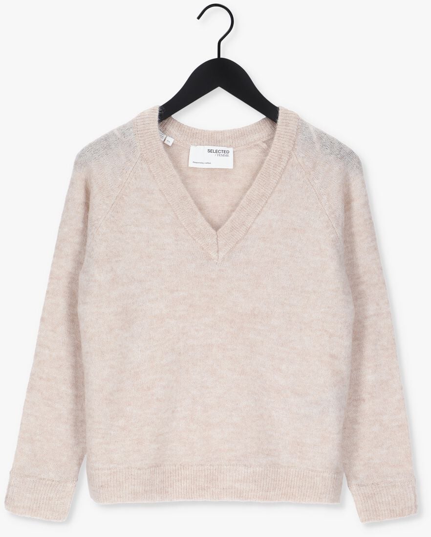 SELECTED FEMME beige selected femme trui lulu ls knit v-neck b