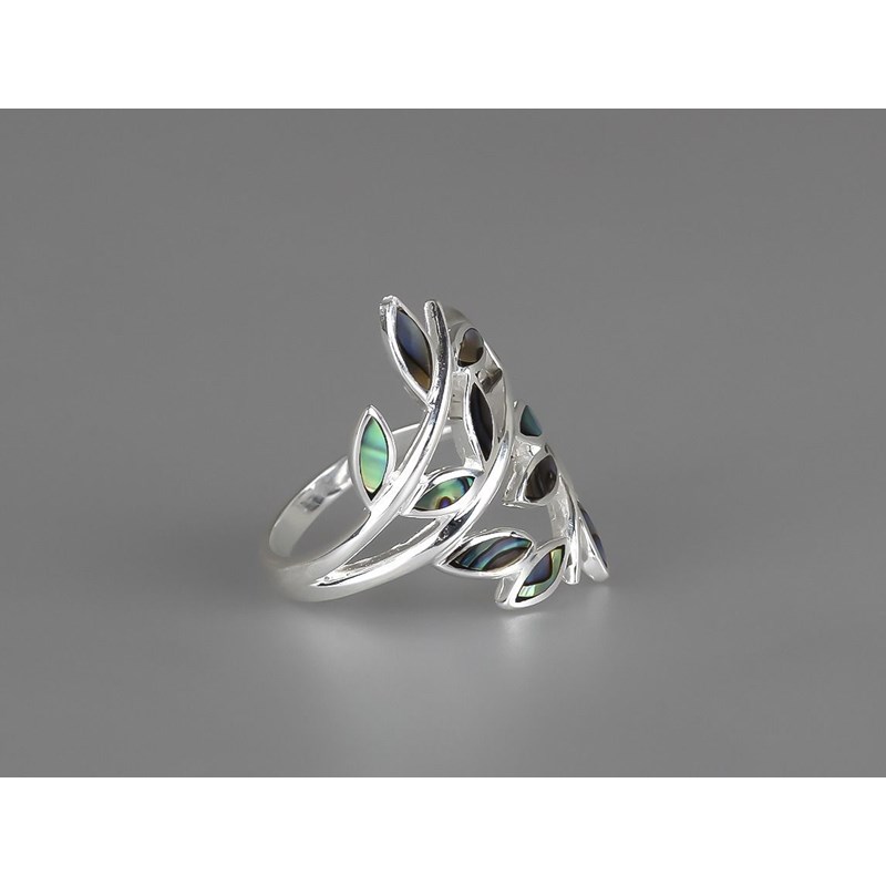 Bague en Argent avec Nacre Abalone Forme Pétales | Aden Boutique