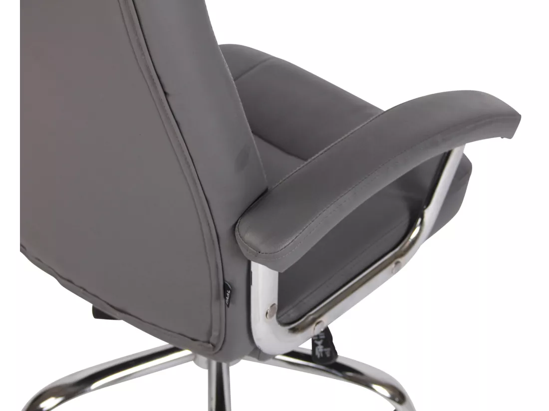 Chaise de bureau - Similicuir & Métal chromé - Gris - Reedville
