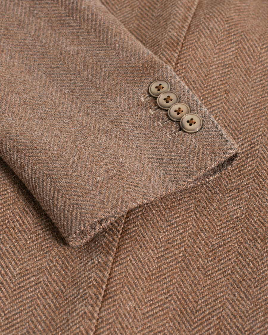 L.B.M. 1911 Herringbone Wool Blazer Brown 50