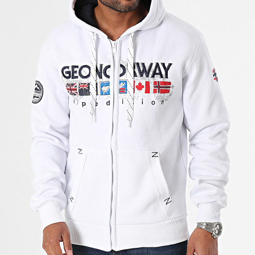 Sweat Zippé Capuche Blanc
