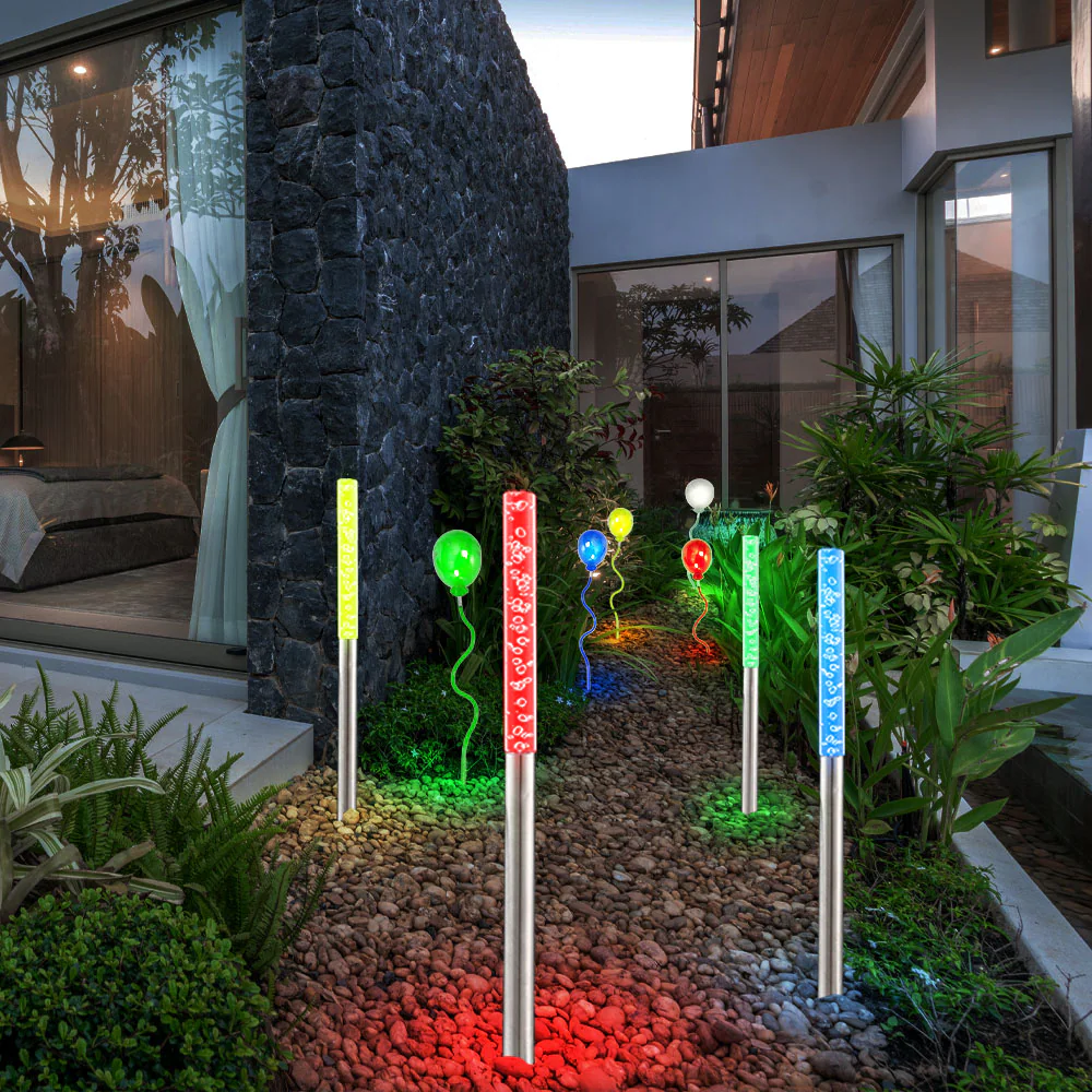 9x LED Solarleuchten, 5x Luftballons bunt, 4x Stäbe klar