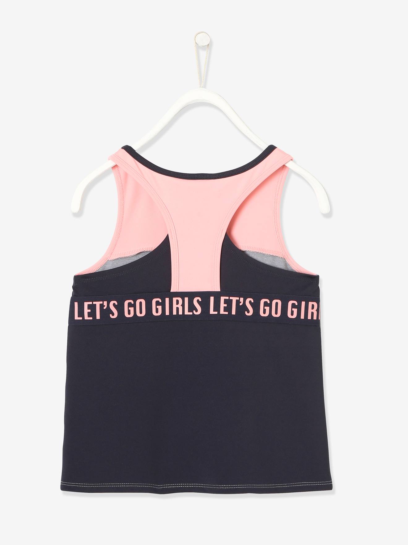 Regata esportiva feminina lisa cinza-escura com efeito de blusa.