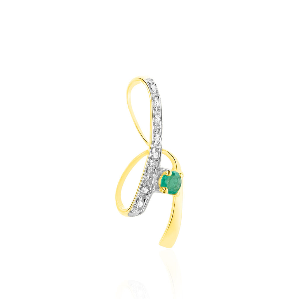 Pendentif Loubra Or Jaune Emeraude
