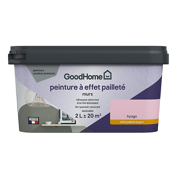 Peinture à effet pailleté GoodHome rose Hyogo 2L