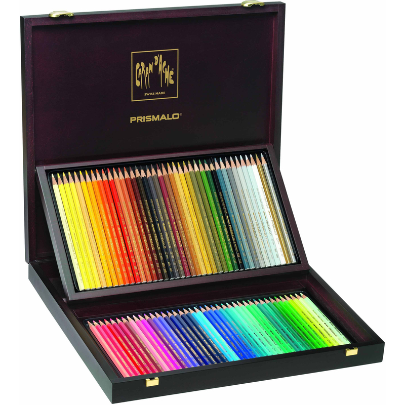 Caran d'Ache Farbstifte Prismalo Aquarelle, 80 Stück, in Holzkoffer, assortiert