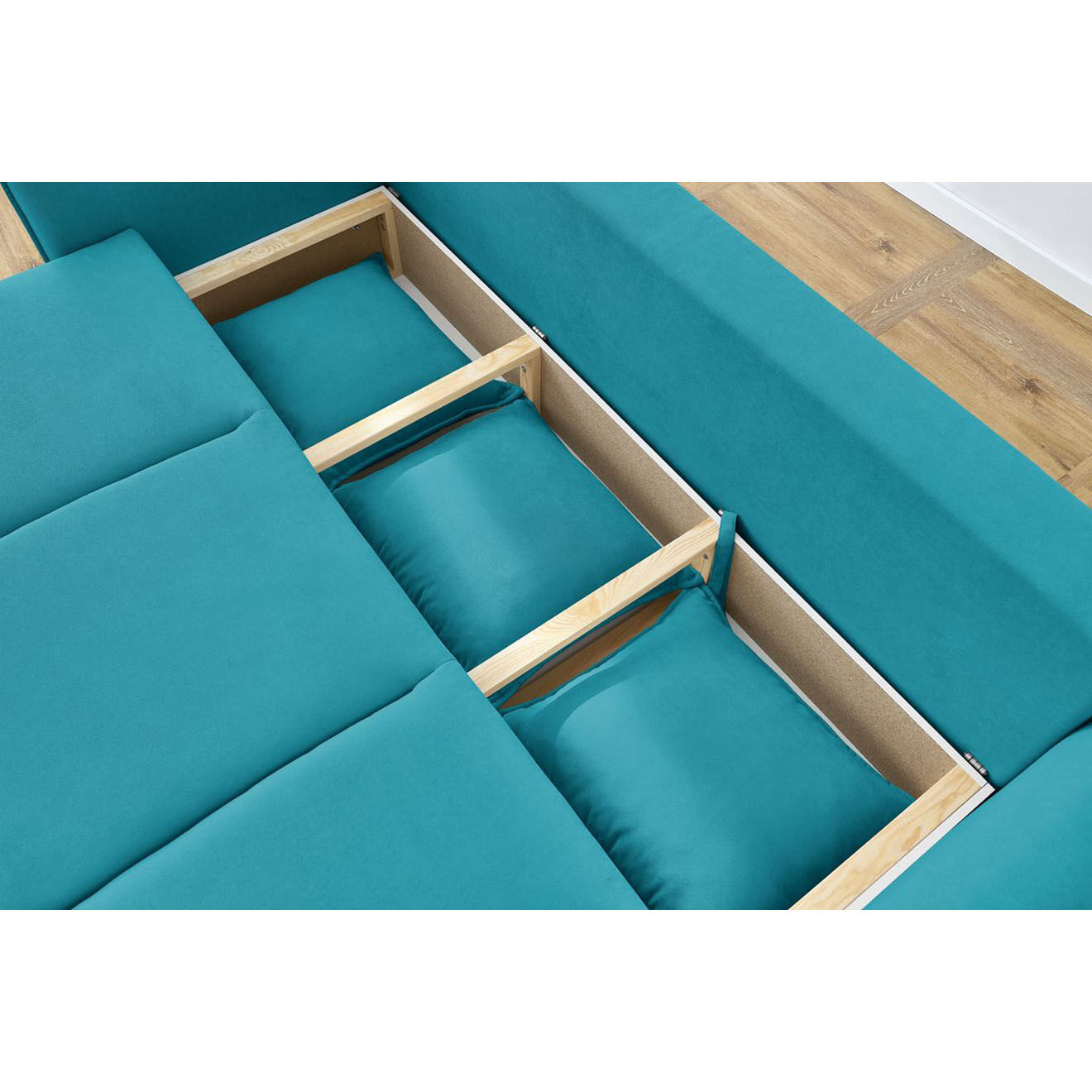 Bobochic Canapé 3 places convertible coffre Bouclette Leon bleu foncé - 226x97x90 cm