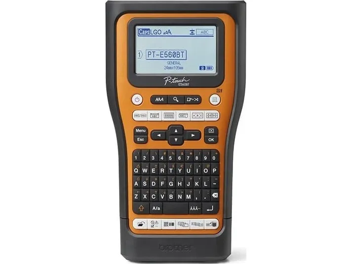 Brother P-Touch PT-E560BTVP - Etikettemaskine - S/H - termo transfer - Rulle (2,4 cm) - 180 dpi - op til 30 mm/sek. - USB 3.0, Bluetooth 5.0 - skærer - spejltryk, Full & Half Cut Function, printforhåndsvisning - sort og orange
