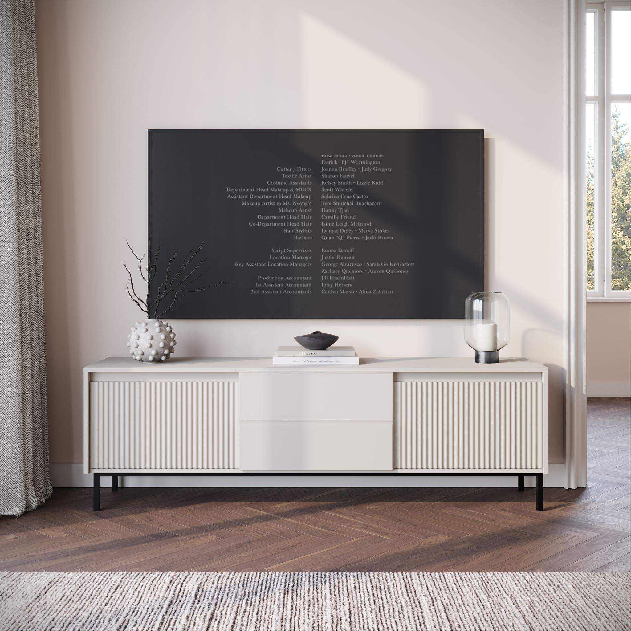 Orvana 2 - TV-Meubel met 2 deuren - Beige - 174x40x60 cm