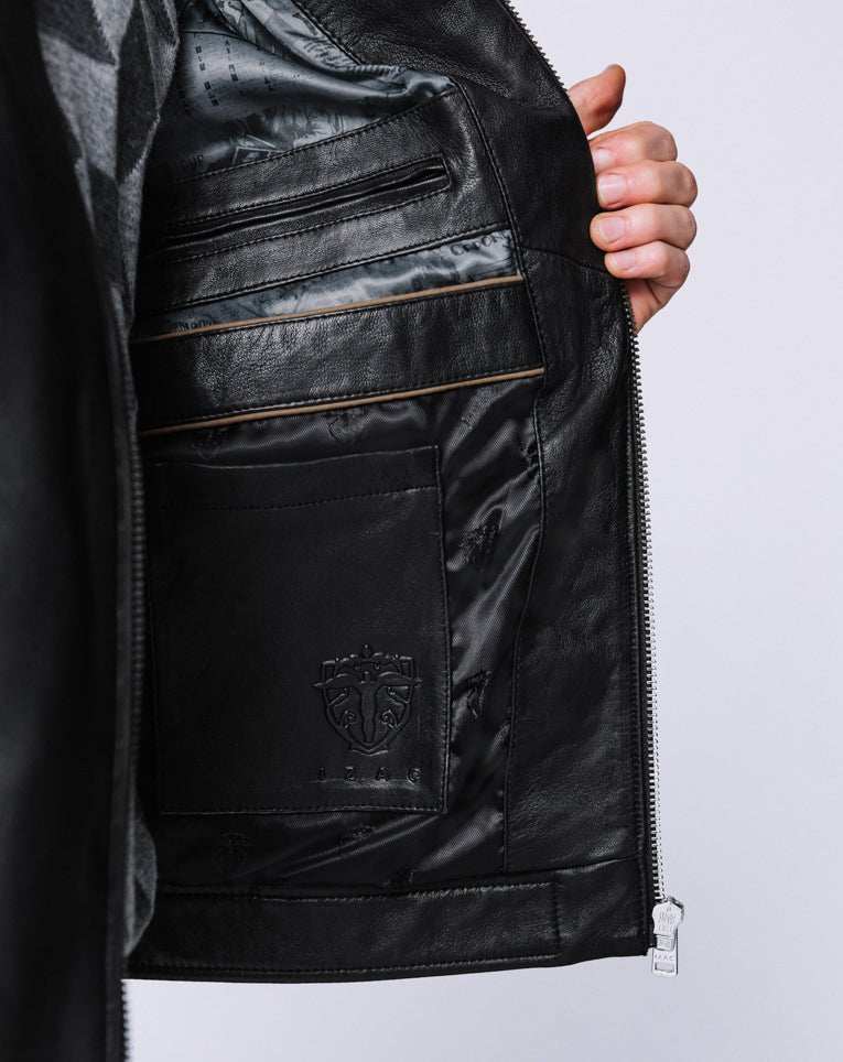 Blouson en cuir noir 