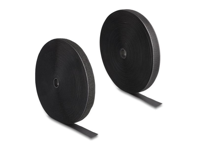 Delock Klettband 25m x 25mm Strapazierfähig Schwarz Delock Strapazierfähiges Klettband mit Haft- und Flauschband L 25 m x B 25 mm schwarz