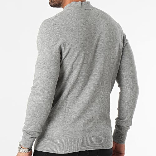 Pull Col Cheminée Gris Chiné