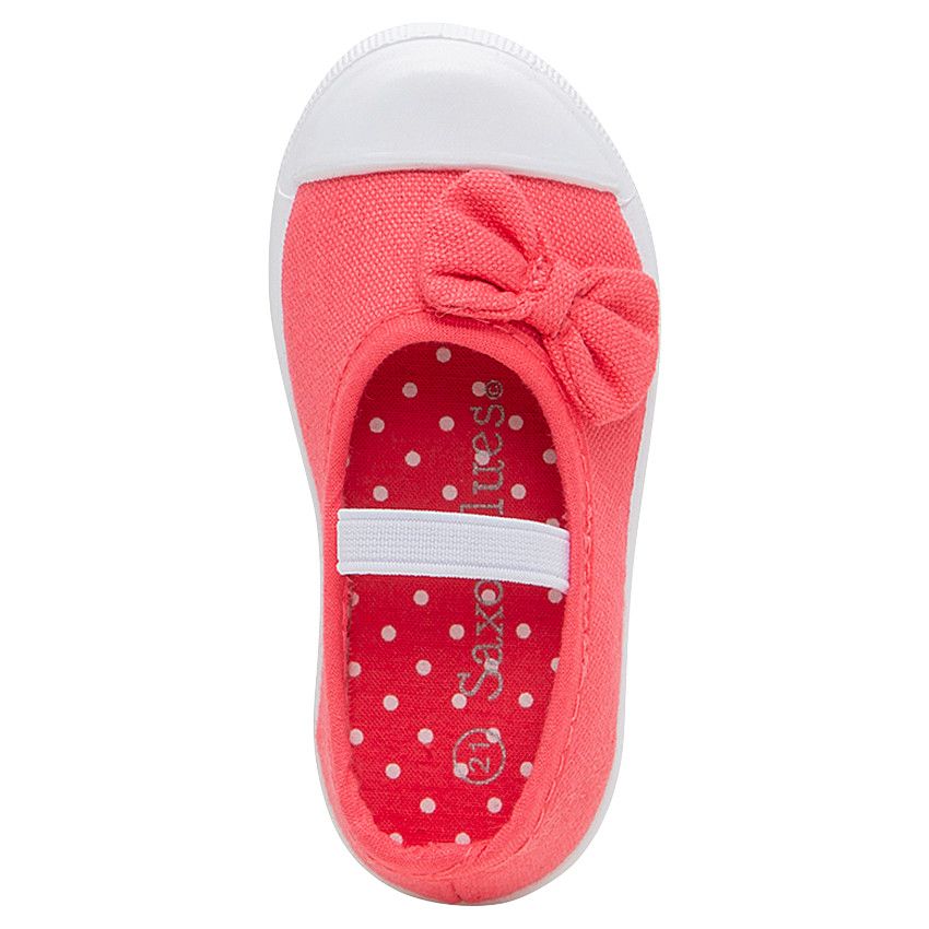 Babies corail en toile avec noeud et lanière élastiquée du 20 au 23 - Fuchsia