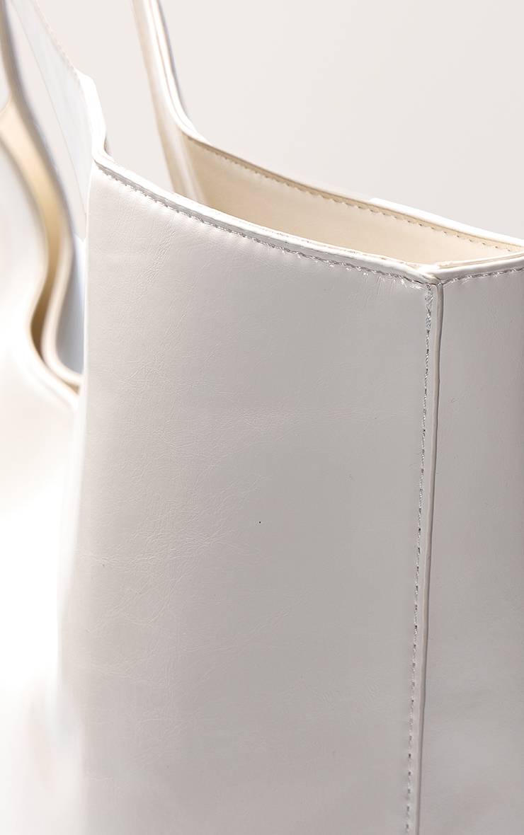 Crème Grand Sac Cabas En Synthétiquecuir Crème