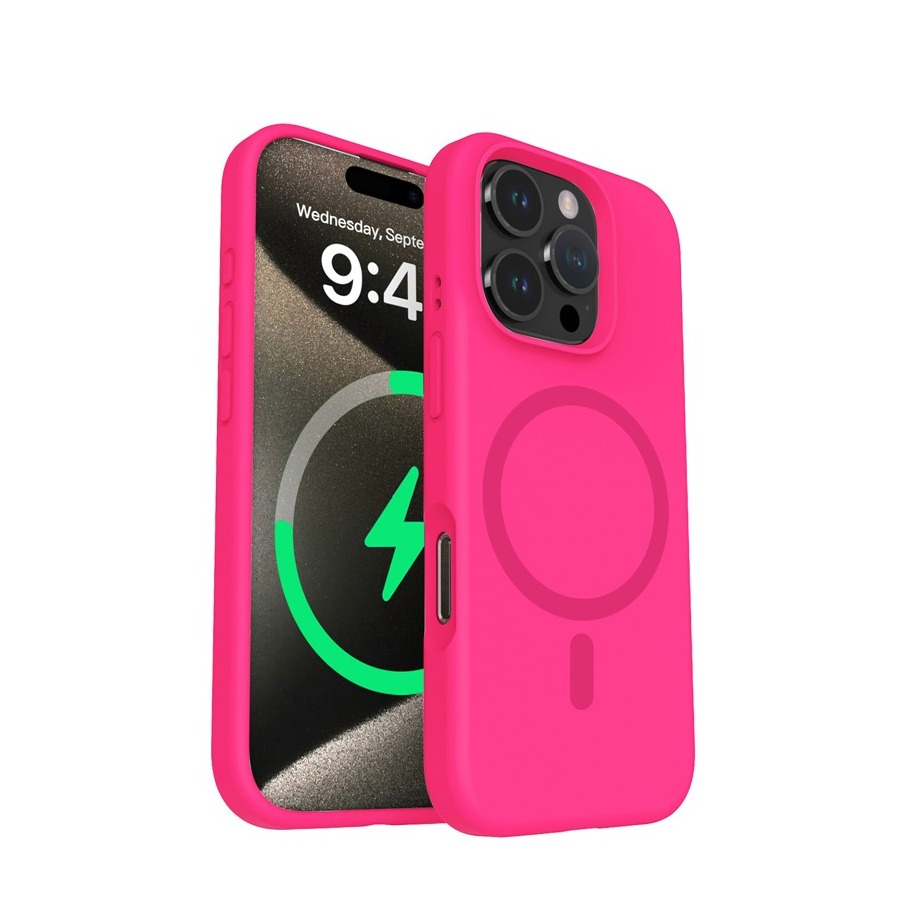 iPhone 16 Pro Max MagSafe Silikon Case Hülle - Pink