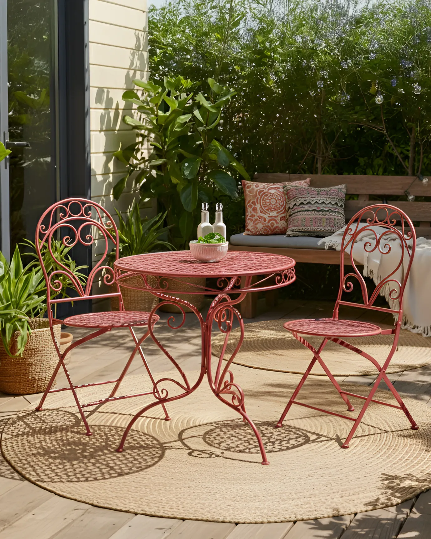 Set van 2 tuinstoelen ALBINIA Metaal Bordeauxrood