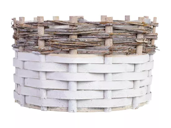 Panier rond en osier gris 26x26x16h cm
