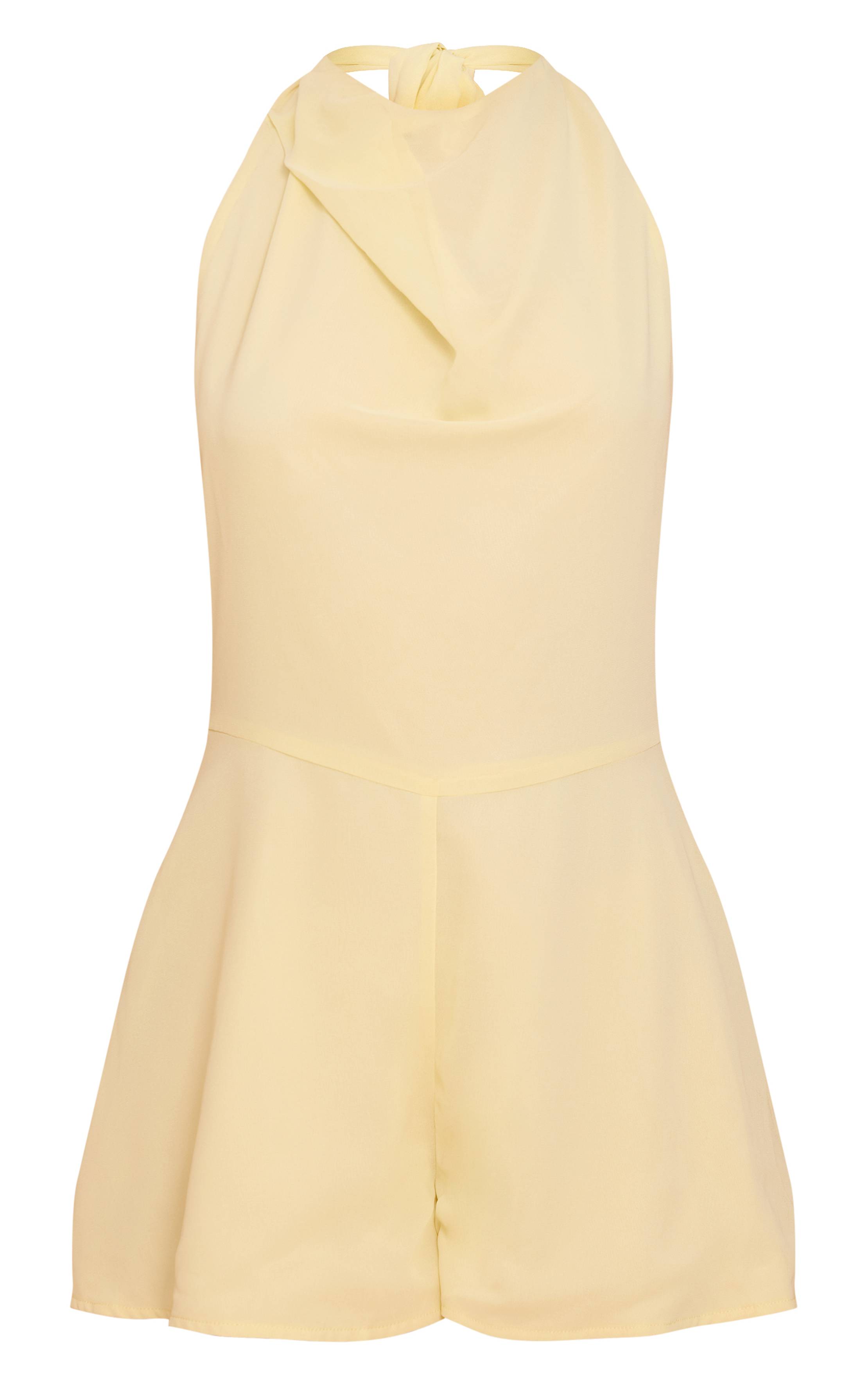 Citron Combinaison-short Fluide À Détail Foulard En Mousseline