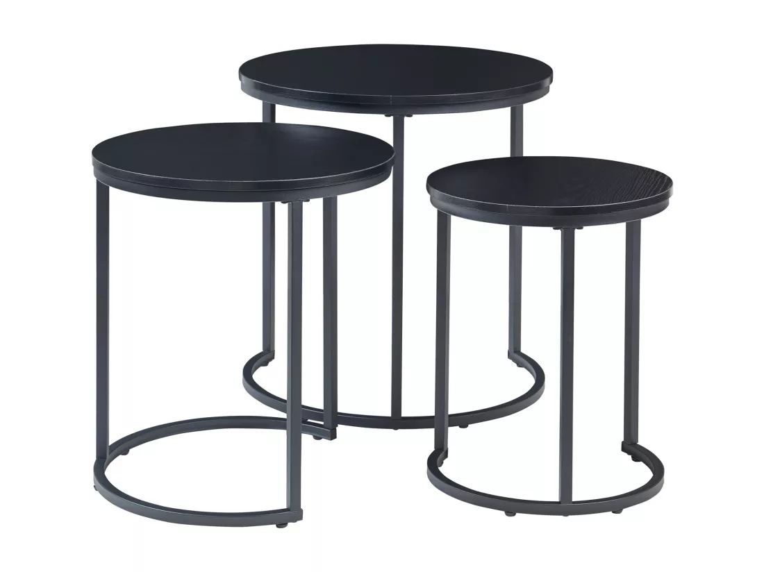 Lot de 3 tables basses gigognes Ulricehamn noir [en.casa]