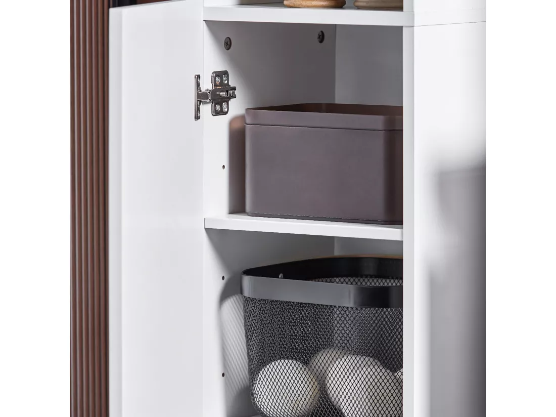SoBuy Meuble Colonne, Armoire Haute de Salle de Bain, Meuble de Rangement Étroit avec 2 Portes Étagères Réglables, Compartiments, 30 x 30 x 160 cm, Blanc, BZR163-W