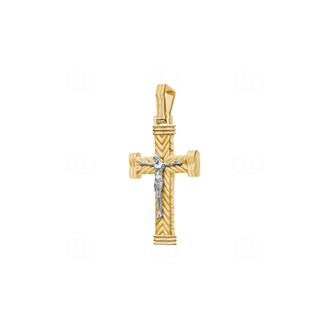 Anhänger 750/18 K Gelbgold Kreuz mit Jesus 39 x 19mm