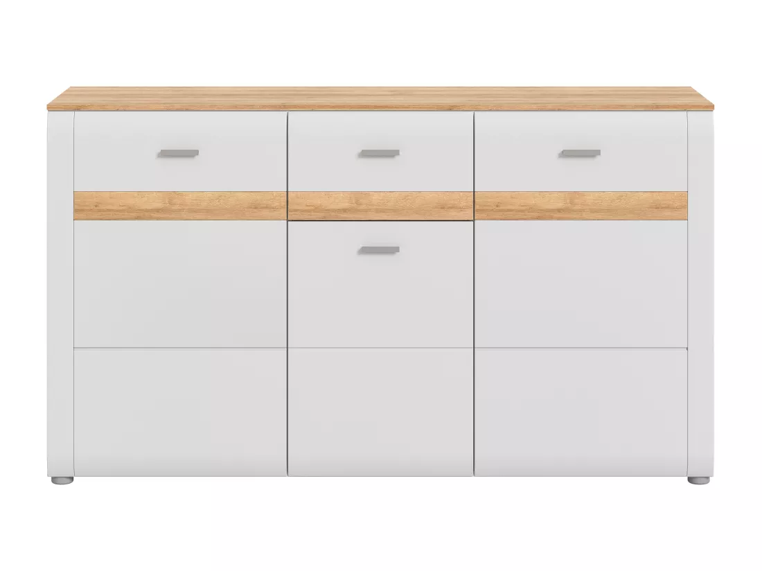 Othan - Buffet (L/H/P : 150x86x43 cm) en mélaminé gris cendré mat