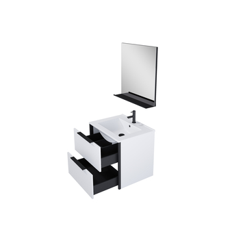 Atlantic Badmeubelset Aria met spiegel en keramische witte wastafel 60 cm mat wit