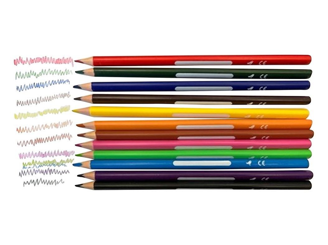 CONJUNTO DE 12 LÁPIS DE COR AUCHAN EM PLÁSTICO 18CM
