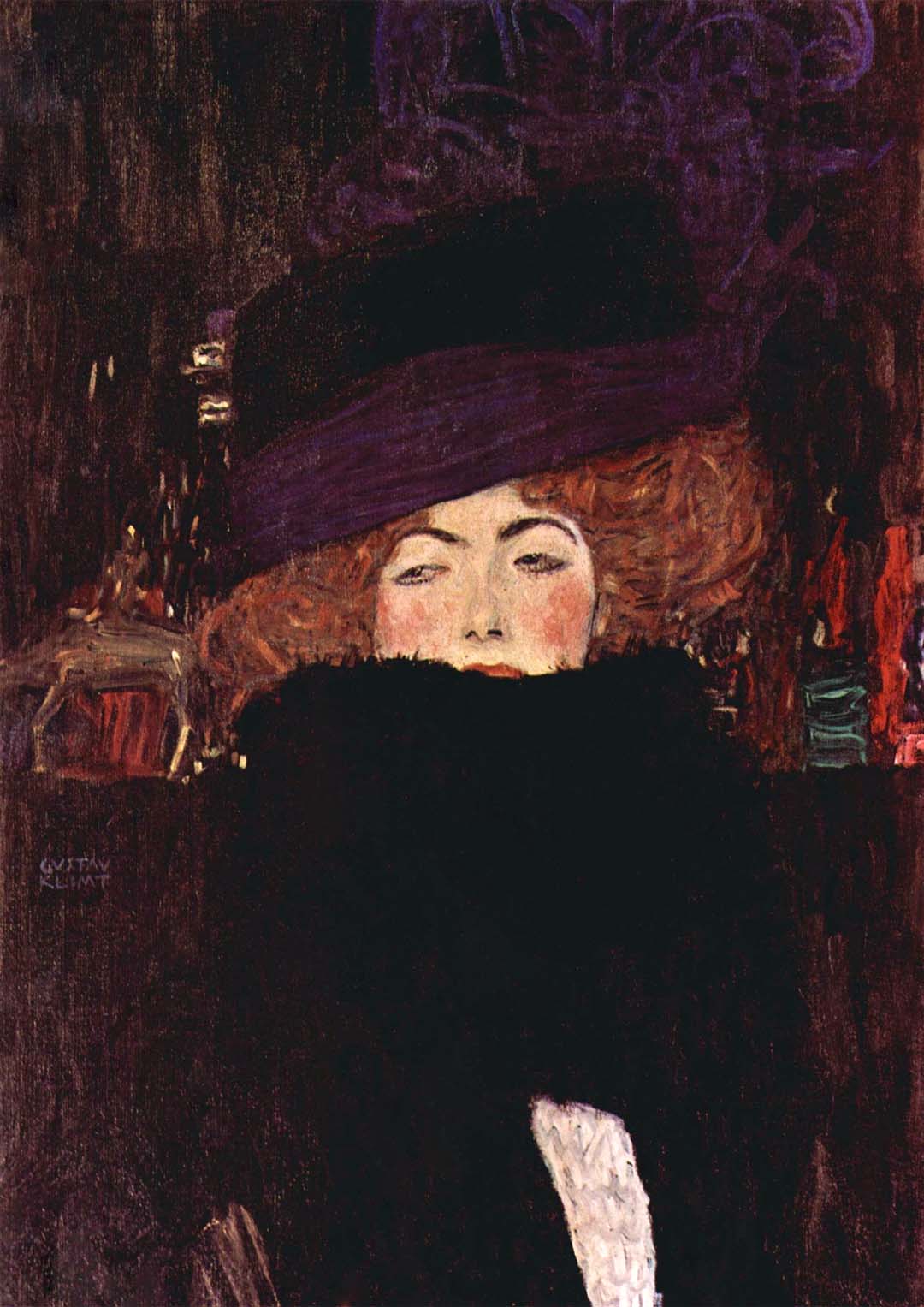 Dame mit Hut und Federboa von Gustav Klimt