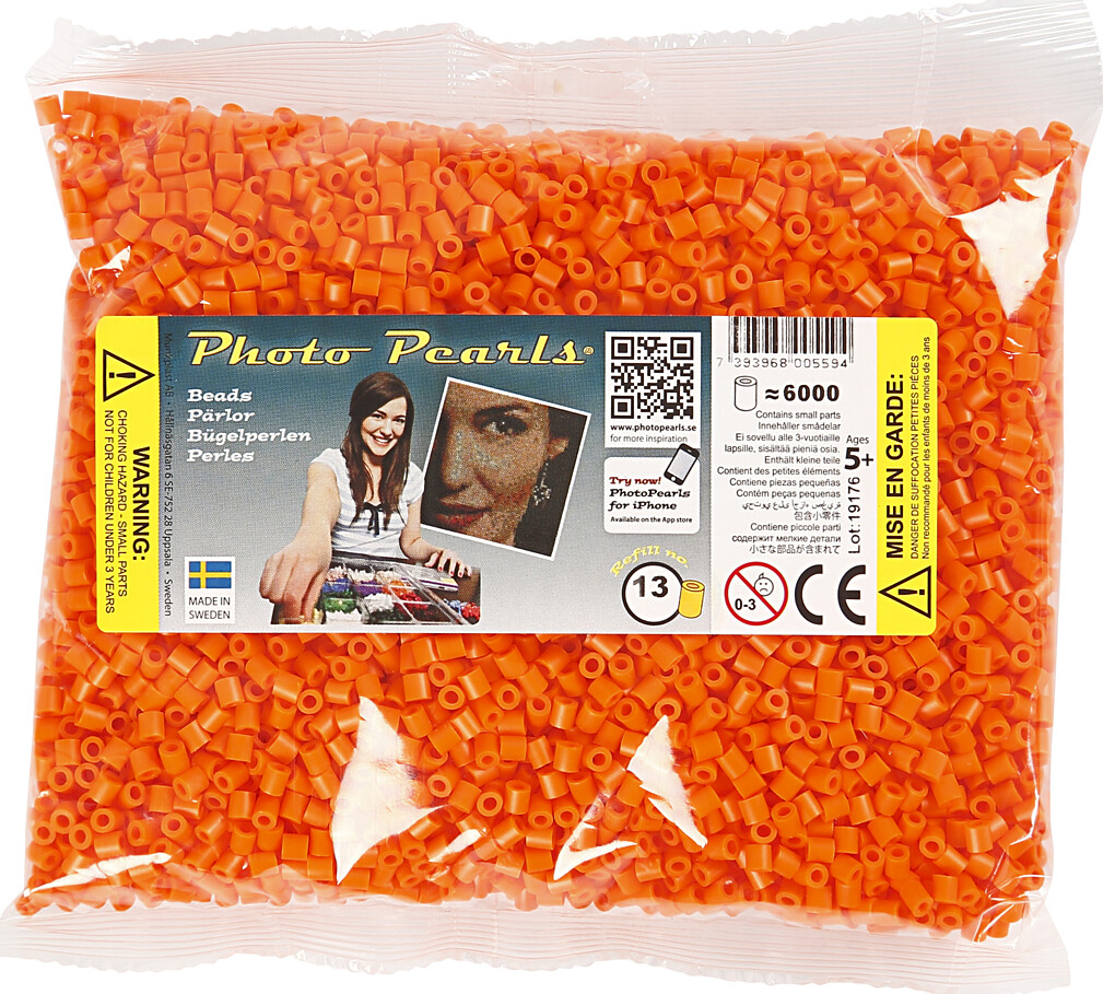 Photopearls - Medium - Klar Orange 13 - 6000 Stk. - Nabbi Fotoperler