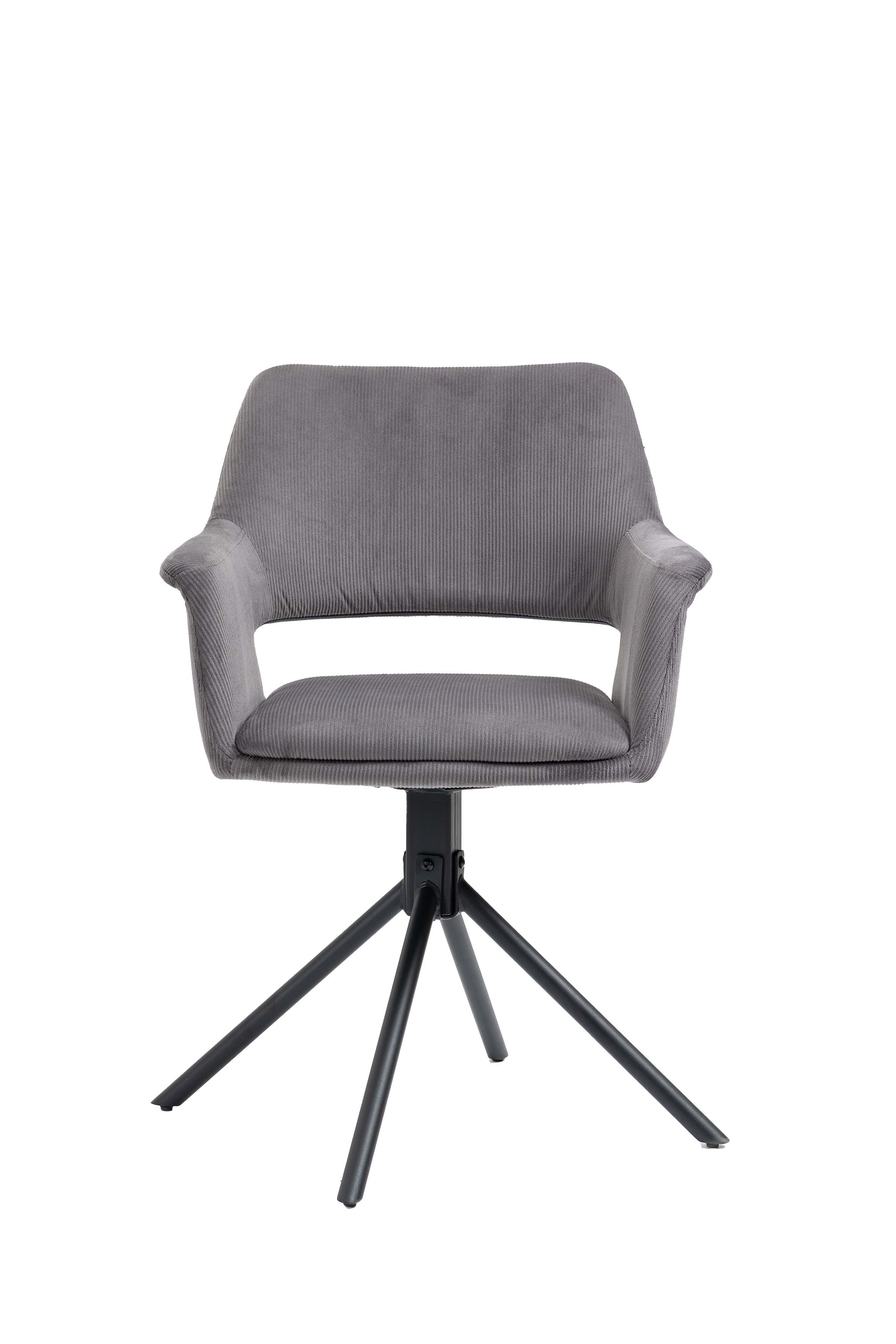 byLIVING Esszimmerstuhl ELEONORE, 2-er Set, Cordbezug grau, Gestell schwarz
