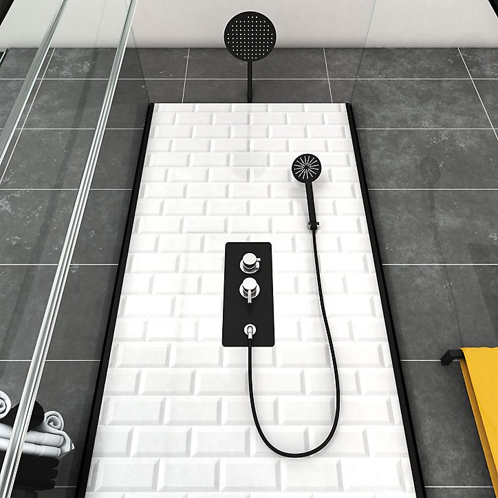 Cabine de douche carrée blanc et noir Galedo Métro 90 x 90 cm