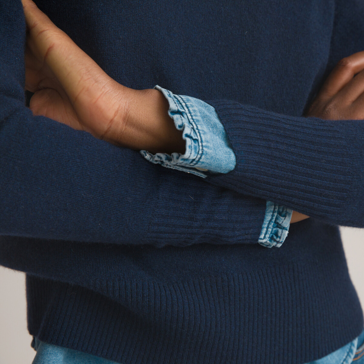 COLEÇÕES LA REDOUTE<br>Suéter de gola redonda em malha fina de cashmere