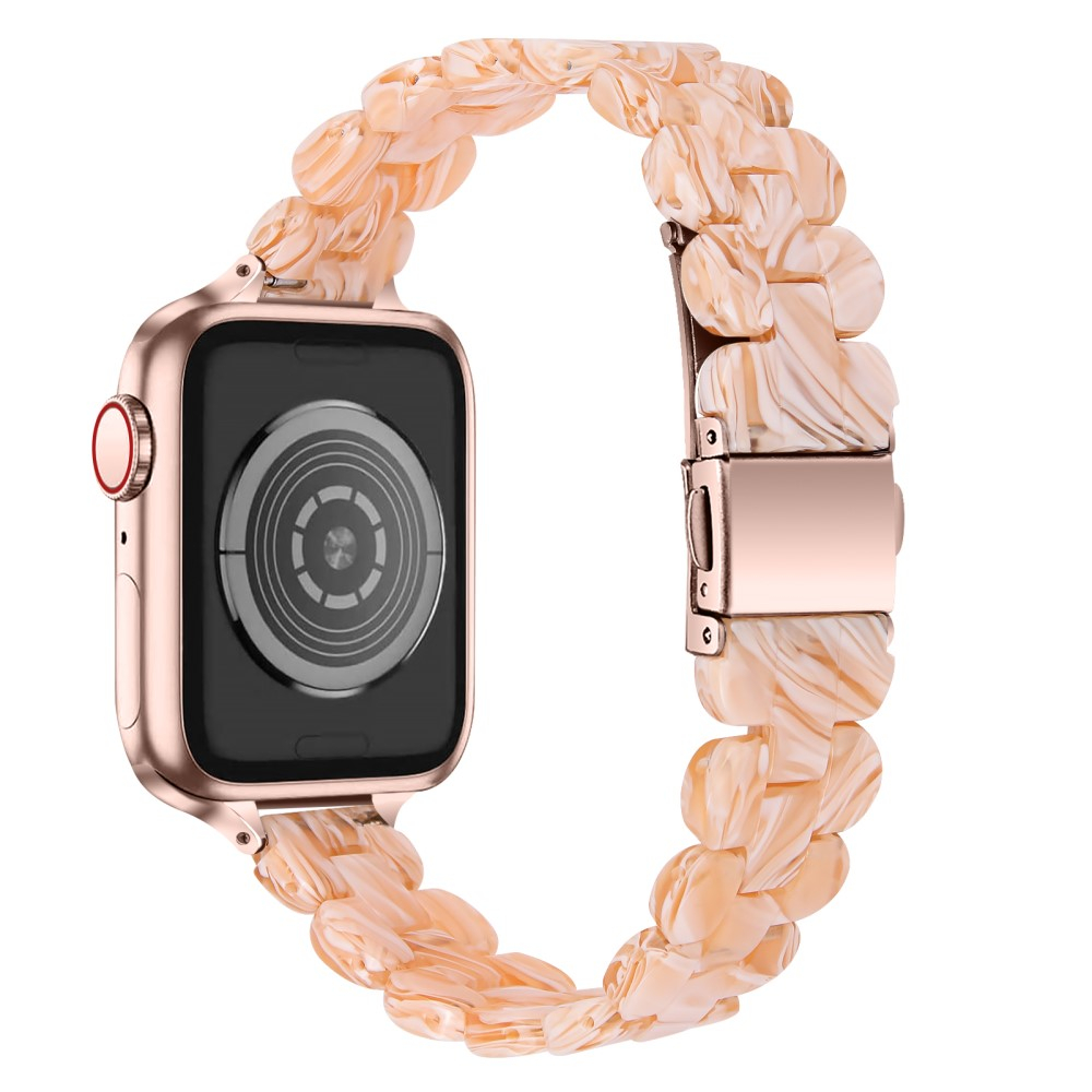 Apple Watch (42/41/40/38 mm) Resin Harz Armband mit Faltschliesse (Gelenkumfang: 170-210mm) - Weiss / Hellbraun