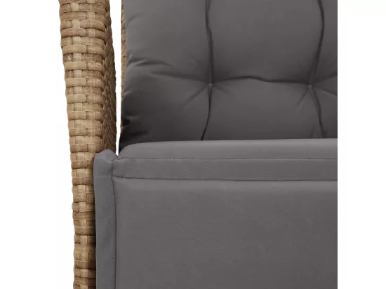 Chaise inclinable de jardin et repose-pied mélange beige rotin