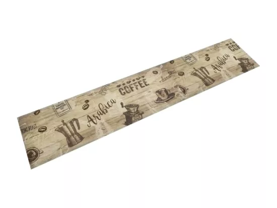 Tapis de cuisine lavable imprimé café marron 60x300 cm velours