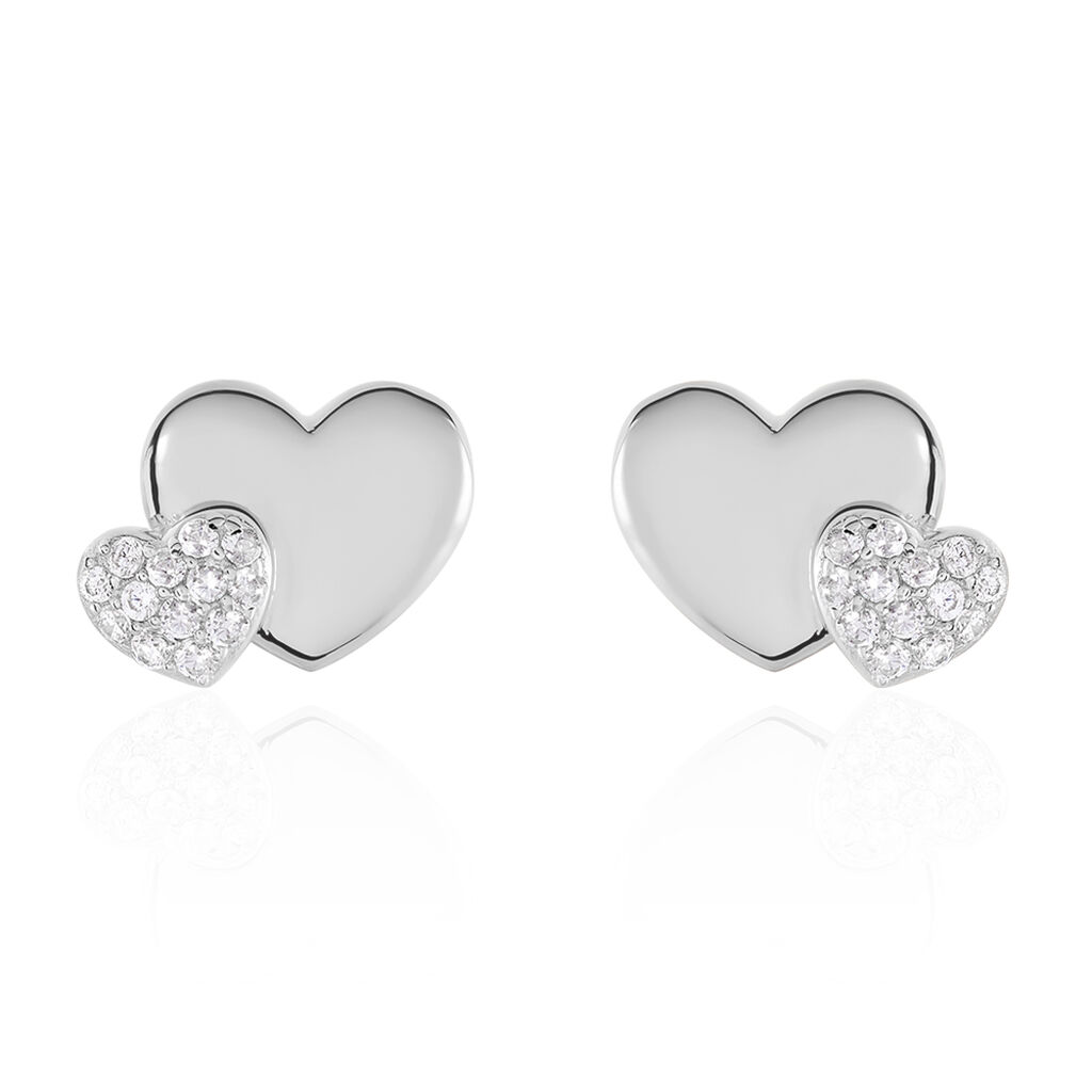 Boucles D'oreilles Puces Flamen Argent Blanc Oxyde De Zirconium