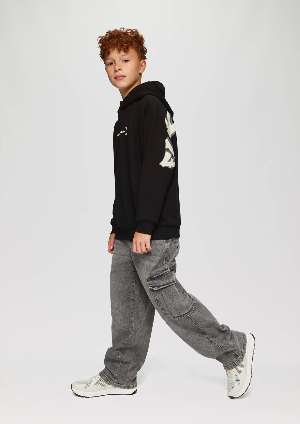 s.Oliver hoodie met backprint zwart