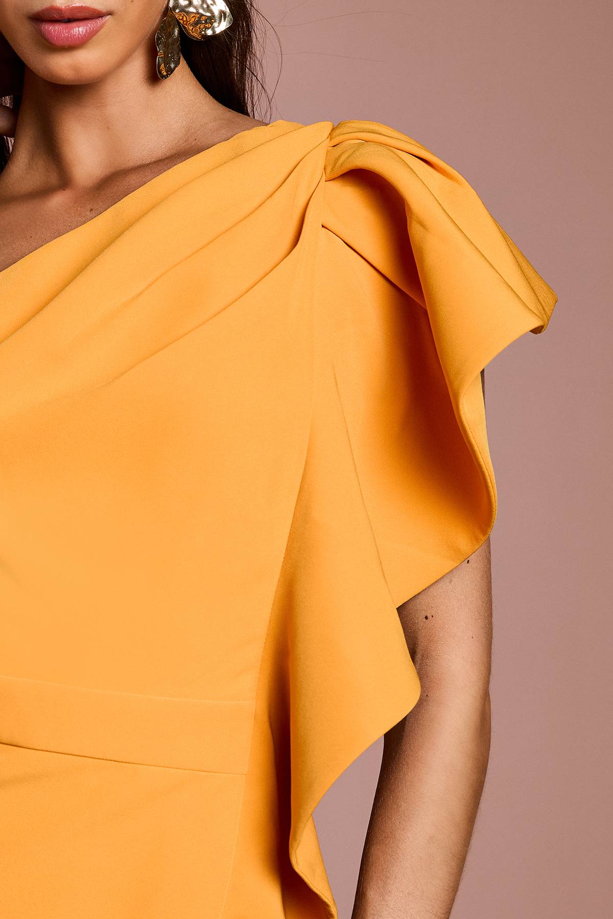 Coast Robe Crayon Midi en Crêpe à Une Épaule avec Volant