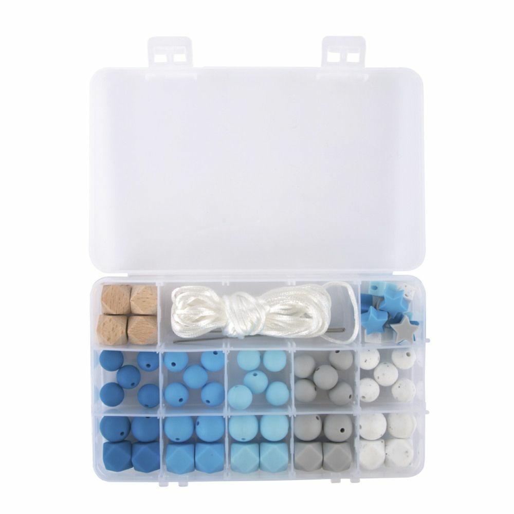 Coffret de perles en silicone - bleu