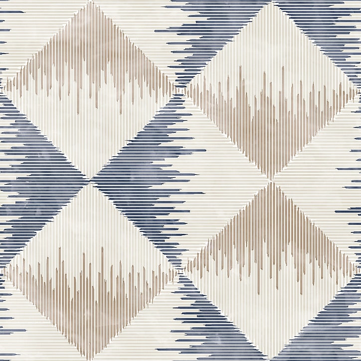 Papier peint intissé Diamond blue Arthouse losanges beige et bleu