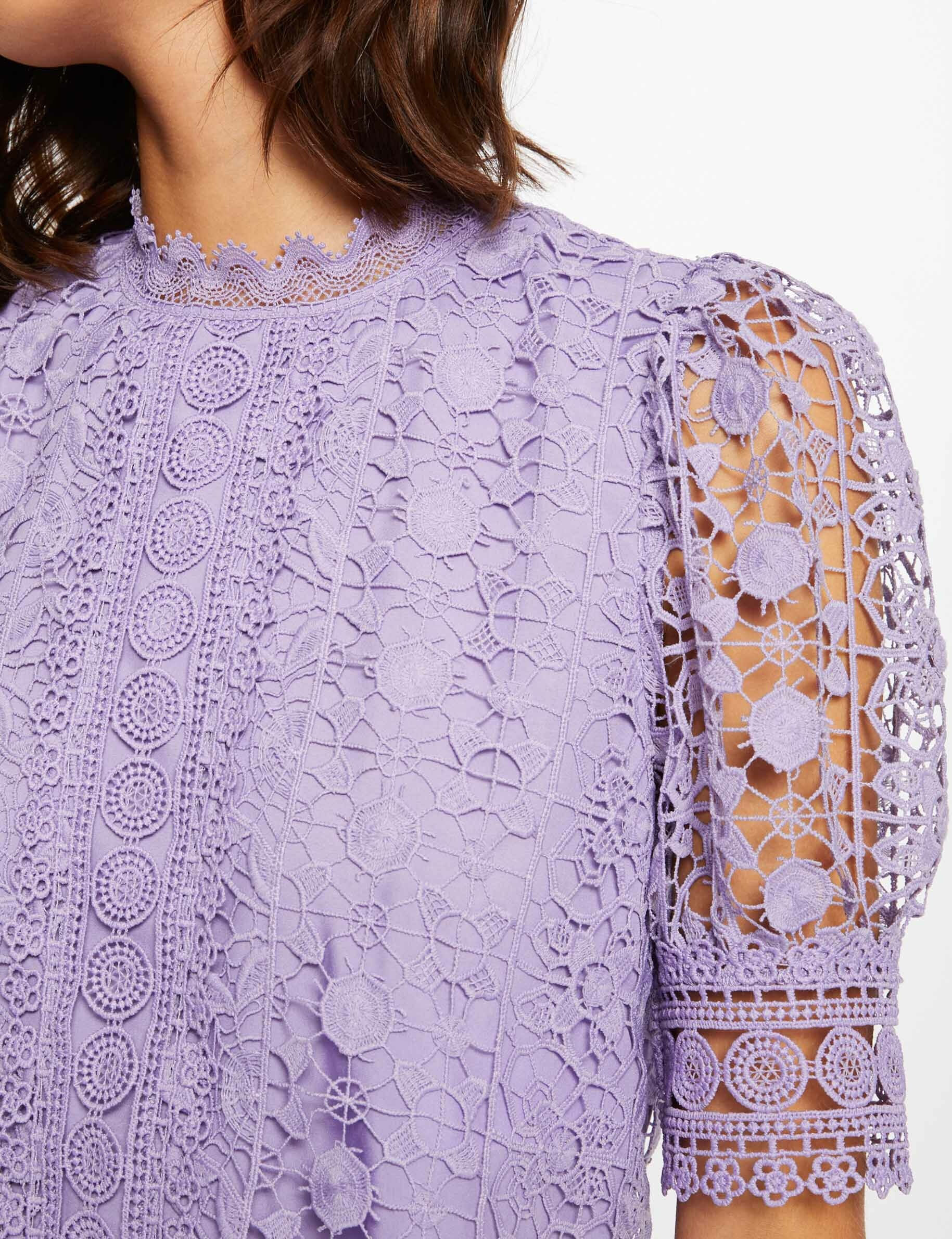 Blouse manches courtes en dentelle violet femme - violet